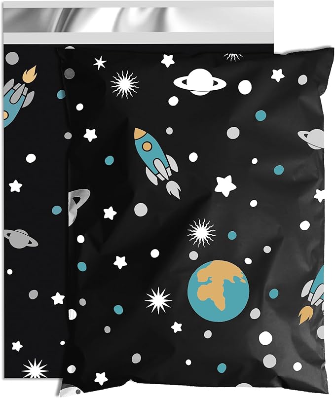 Planets Poly Mailer 12x15.5 Inch 50 Pcs, Waterproof Shipping Bags for Clothing, Tear-Resistant Mailier Bags, Strong Mailing Bags with Self-Seal