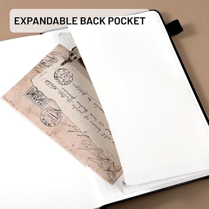 CAGIE Graph Notebook 320 Pages 100 GSM Paper Graphing Grid Journal B5 Hardcover Leather Quad Ruled Notebooks for Engineering, Math, Work, Black