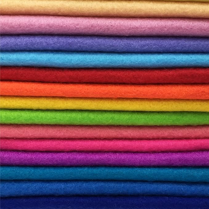 flic-flac 28pcs 12 x 8 inches (30cmx20cm) 1.4mm Thick Soft Felt Fabric Sheet Assorted Color Felt Pack DIY Craft Sewing Squares Nonwoven Patchwork