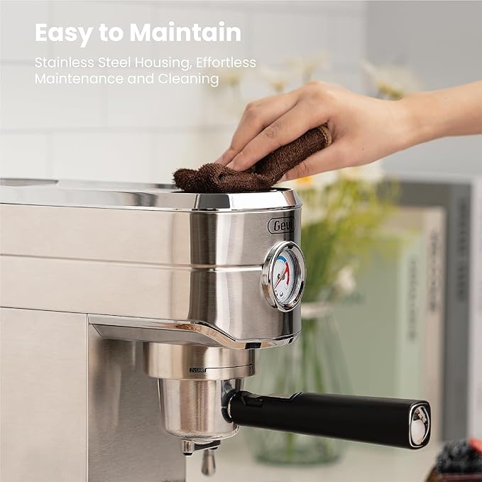 Gevi Espresso Machine 20 Bar with Portafilter for Nespresso Original Capsules and Coffee Powder, Professional Espresso Maker with Milk Frother for Cappuccino, Latte, Compact Espresso Coffee Machine