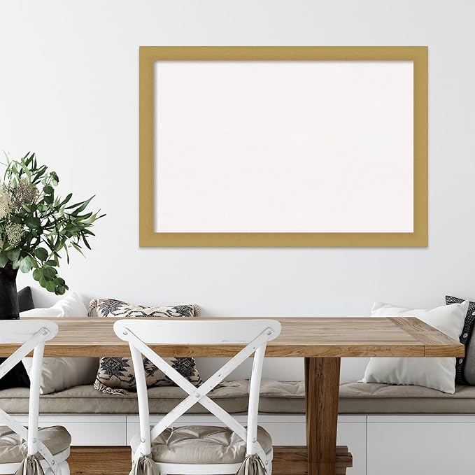 Amanti Art White Cork Board for Wall, 28x40 Vision Board with Gold Frame, Large Corkboard Office Decor for Home Organization, Casual Corkboard Pinboard to display items for home organization