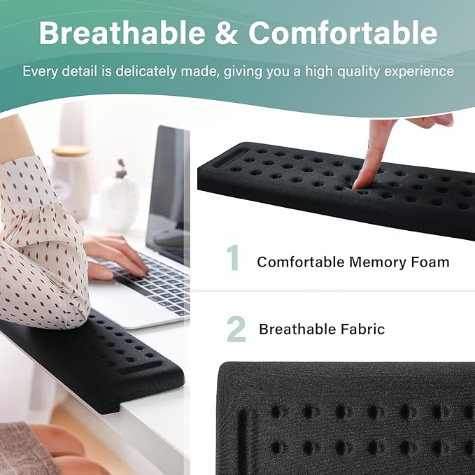 L-Shaped Desk EdgeRest, 2-Piece Set, Plam & Wrist & Forearm & Elbow Comfort Support for Table or Desk Edge, Non-Slip, Memory Foam Padding, Ergonomic Design, Separate Design (11.8 * 3.9 inch)