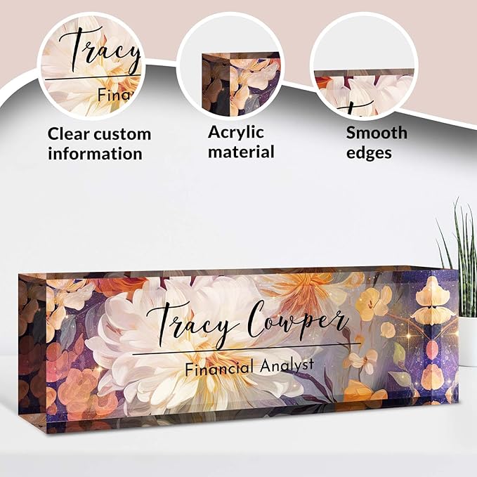 Desk Name Plate Personalized, Custom Name Plate for Desk, Acrylic Desktop Accessories, Office Gift & Decor for Women Men, Teacher Nurse Boss Employee Appreciation Gifts