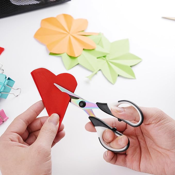 Craft Scissors Set of 3 Pack, All Purpose Sharp Titanium Blades Shears, Comfort Grip Handle, Multipurpose Fabric Scissors Tool Great for Adults, Office, Sewing, School and Home Supplies, White&Black