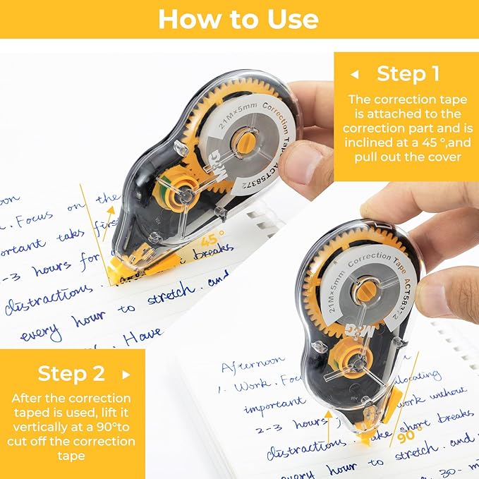 M&G 12 pack 68.9 Feet correction tape,826.8FT/ 252M in total, Correction tape bulk for School, Office, Note Taking, Journal,Easy to Use Applicator for Instant Corrections