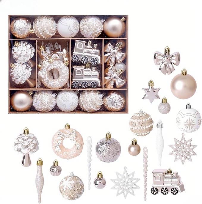 2025 Latest Model Premium 90 Pcs Shatterproof Christmas Ornaments Set,2.36 Inch Festive Baubles with Snowflake, Classic Gingerbread & Snowflake Designs, Ideal Gift for Xmas/Wedding/Party (Red & Gold