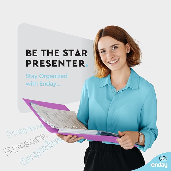 ½ Inch 3 Ring Binder Purple, .5 Inch Round Ring Clear View Cover with 2 Inside Pockets Binders, Colored School Supplies Binders, Also Available in Pink, Red, Green, Blue, and Grey (6 PC) – by Enday