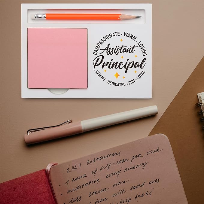 Assistant Principal Gifts Inspirational Desk Organizer with Warm and Caring Message for Appreciation Farewell Retirement Recognition, Back to School Desk White Note Pad Holder XBCT7