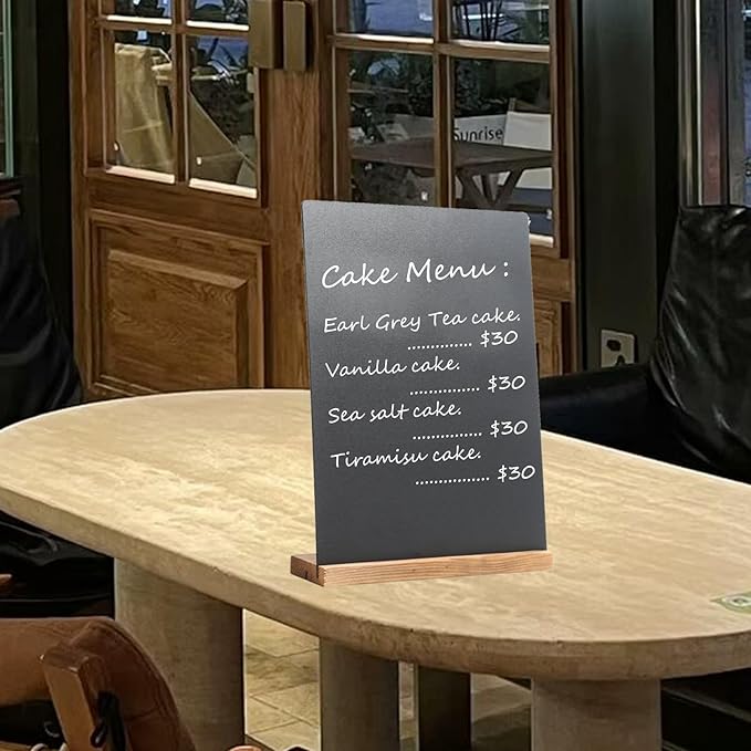 NEWNEWSHOW 8.7x12 Inch Double Sided Chalkboard Signs, Erasable Message Blackboard with Wood Base for Shop Wedding Kitchen Home Party Decoration (2 Pack 8.7x12)