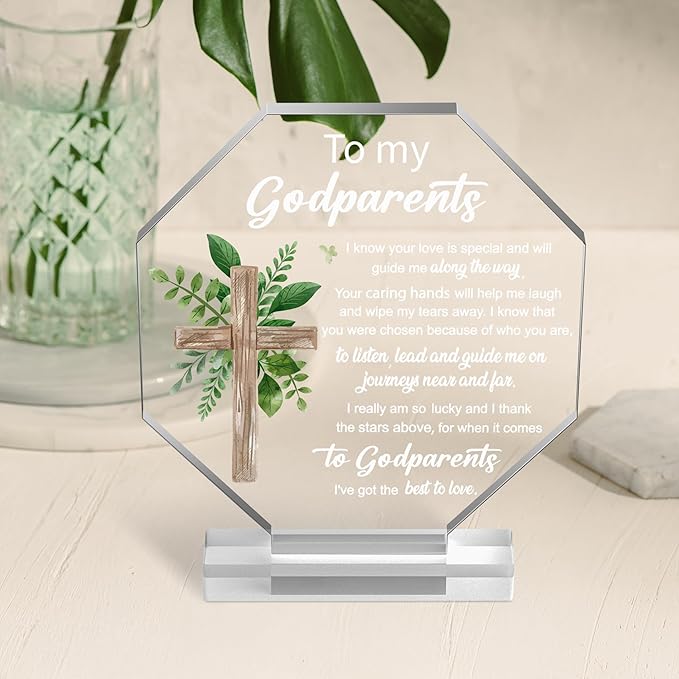Yopyame Acrylic Gift for Godparents - Godparents Gifts from Godchild for Women Men Thank You for Being My Godparent Acrylic Plaque Office Table Decor Birthday Christmas Keepsake Gift for Godparents