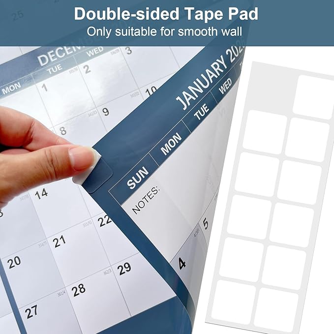 32" x 48" 2026 Wall Calendar, Large Rolled Wet & Dry Erase Wall Calendar 12 Month, Yearly Laminated Wall Calendars, Reversible Annual Planner, Horizontal/Vertical, with Julian Dates