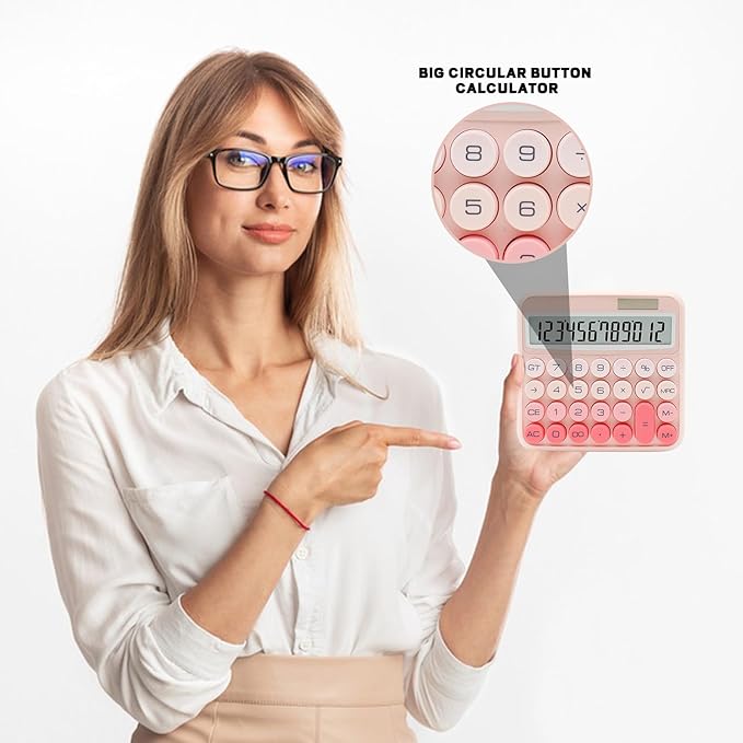 Gradient Pink Calculator, UPIHO Standard Calculator 12 Digit with Large LCD Display and Big Buttons, Pink Office Supplies for Women, Cute Desk Accessories for Office,School, Home, Business