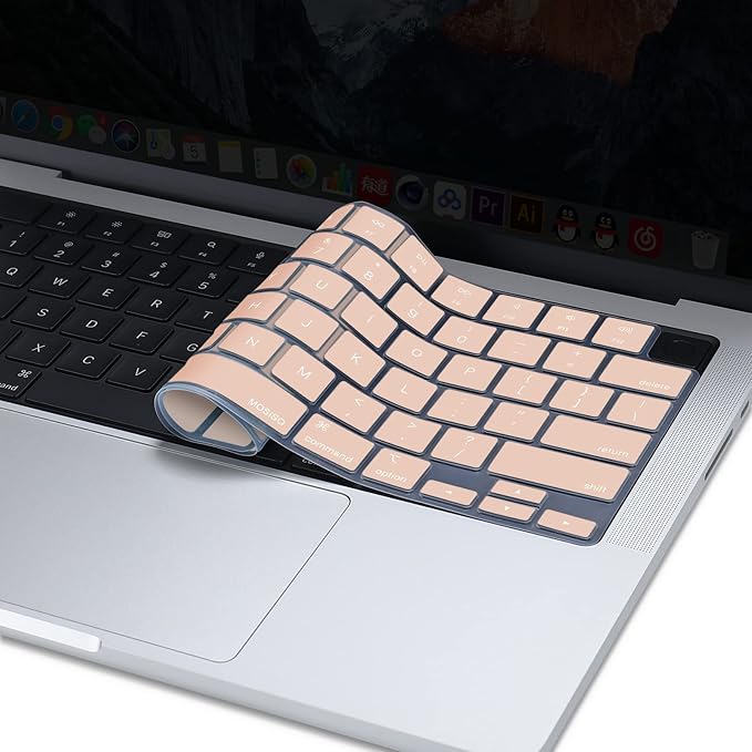 MOSISO Keyboard Cover Skin Compatible with MacBook Air 15 inch M3 A3114 M2 A2941/Air 13.6 A3113 A2681/Pro 14/16 M4 M3 M2 M1, Camel