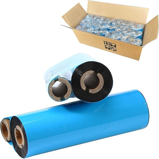 24 Rolls 4.33'' x 244' Premium Resin Enhanced Wax Ribbon, 110mm x 74m Black Thermal Transfer Ribbon, Desktop Barcode Thermal Label Printer Ribbons, 1/2'' Core, for Zebra GC, GK, GX, ZD & Eltron