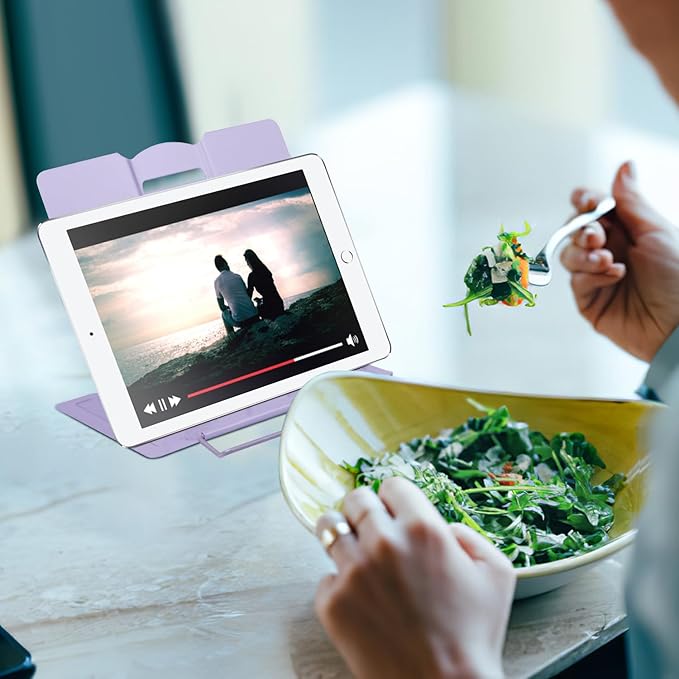 MSDADA Desk Book Stand Metal Reading Rest Book Holder Adjustable Cookbook Documents Holder for Recipes Textbooks Tablet Music Books, Mom Gifts, Gifts for Grandma Mom Mothers Day(Light Purple)