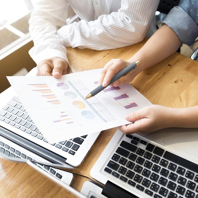 Ballpoint Pens Black Ink Ball Point Pen with Super Soft Grip Medium Point 1.0mm Office Pens (Gold 12-count)