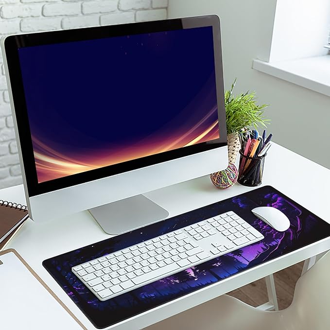 Gaming Mouse Mat Moon and Forest Large Mouse Pad Extended Mouse Pad Desk Mat Non-Slip Rubber Base Mice Pad Desk Pad for Office Game Home 35.4x15.75 in