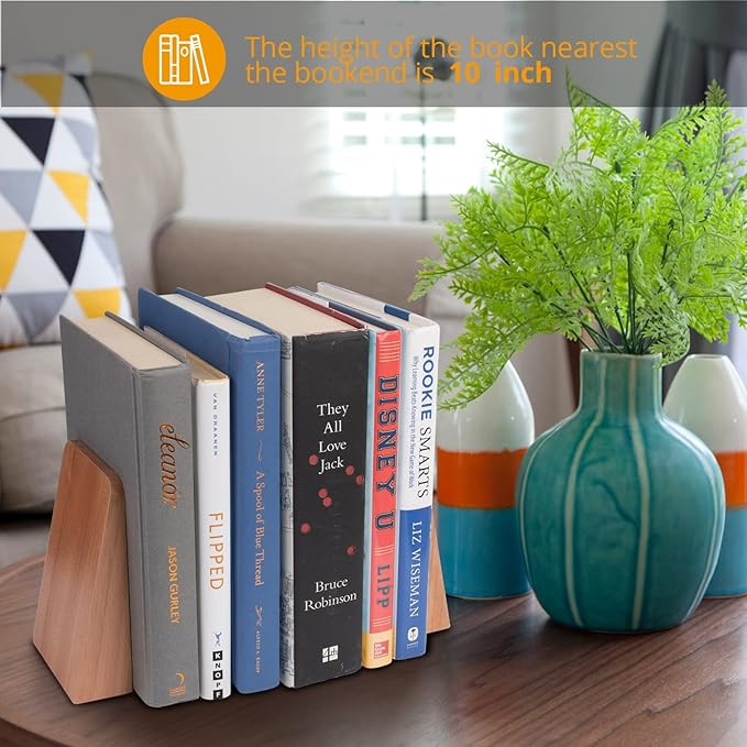 Wood Handmade Heavy Duty Bookends for Shelves Decorative Book Ends to Hold Books for Office