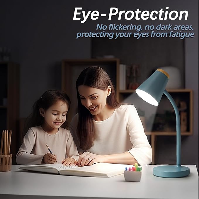 Desk Lamps for Home Office - Small LED Desk Lamp Touch Dimmable Reading Light for College Dorm Room - Adjustable Flexible Gooseneck Table Lamp for Bedside Bedroom Nightstand Blue