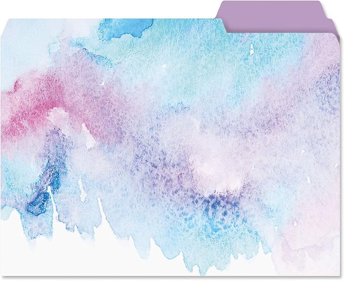 Current Brushstrokes File Folders Value Pack - Bulk Set of 24, 6 Pretty Decorative Designs, 1/3 Cut Tabs, Heavy-Duty Paper Stock, Office Supplies for Home & Work, 9-½” x 11-¾” Letter Size