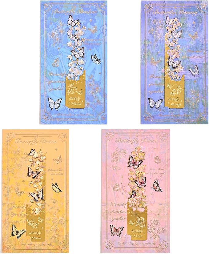 4pcs Metal Bookmarks, Butterfly Flower Theme Pretty Book Marks for Reading Women, Cute Book Markers for Writers, Kids, Teens, Men Readers, Reading Accessories Gifts for Book Lovers