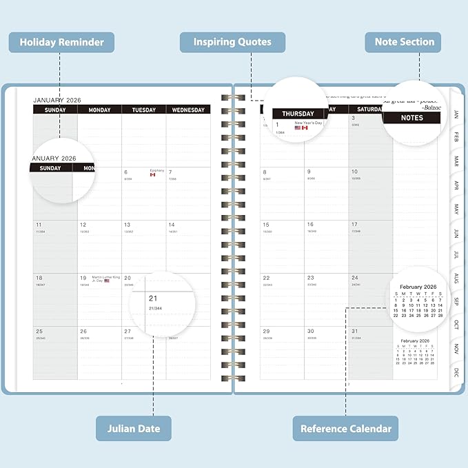 2026 Planner, Weekly and Monthly Calendar Academic Planner, Jan 2026 - Dec 2026, Planning Agenda Book for Desk Accessories and School Supplies - A5 (6.3'' x 8.5'')