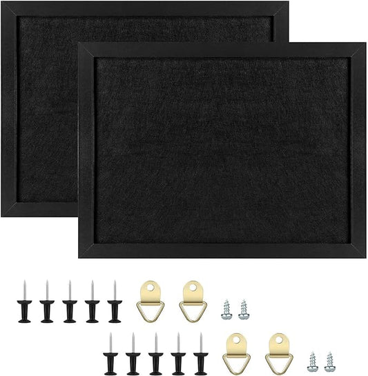 TORASO Cork Board Bulletin Board, 13" X 17" Cork Boards for Walls with Pins, Eye Bolts, gaskets, Screws, Pin Board for Office, School and Home (BK,33 * 43cm,2P)