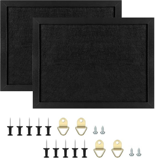 TORASO Cork Board Bulletin Board, Approx. 20" X 30" Cork Boards for Walls with Pins, Eye Bolts, gaskets, Screws, Pin Board for Office, School and Home (BK,50x75cm,2p