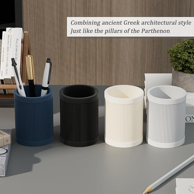 Aesthetic Pen Holder For Desk, Modern Silicone Pencil Holder, Stylish Office Desk Decor, Made of 5 mm Thickened Premium Silicone, Office Desk Organizer And Accessories (Black)