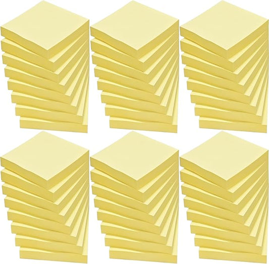 48 Pack 2400 Sheets Sticky Notes 3x3 Inches Bulk Colored Posted Notes Yellow Notes Stickies Note Pads for Office, School, and Home Supplies, 50 Sheets/pad