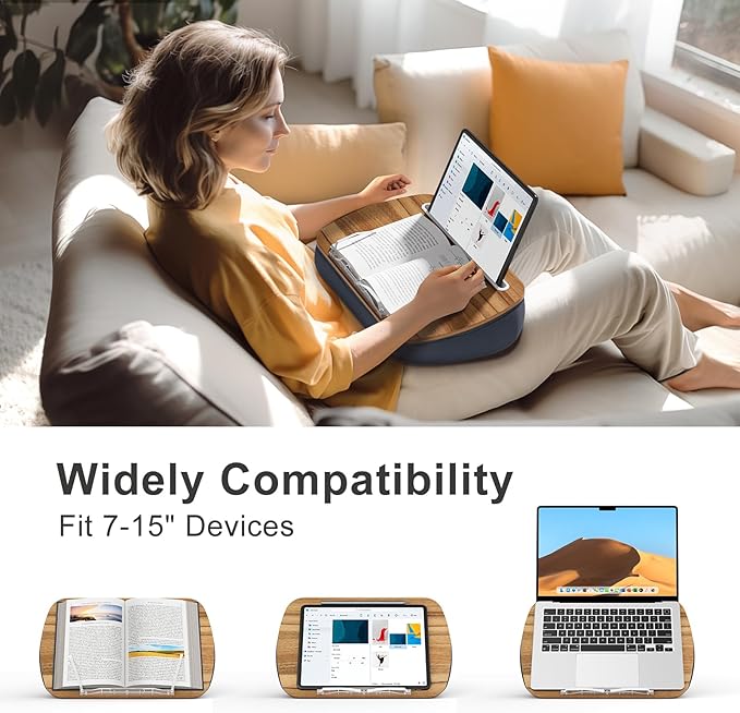 Lap Beanbag Book Stand for Hands Free Reading Comfortable Reading Pillow Stand Minimize Neck Strain Perfect Idea for Book Lovers in Dorm Room or Anywhere Else with Bookseat(Gray)