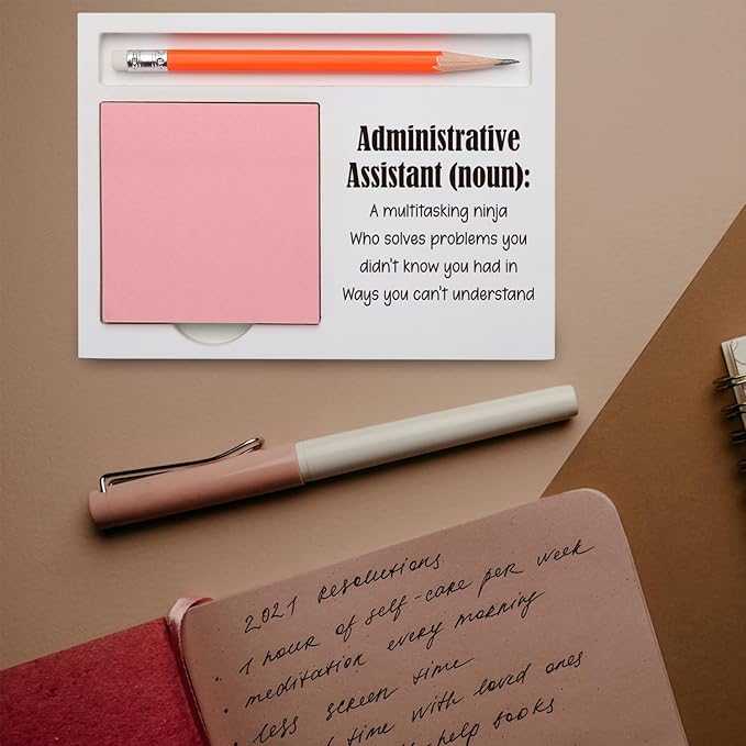 TRCENDE Administrative Assistant Gifts Funny Desk Organizer with Ninja Definition for Appreciation Farewell Administrative Professionals Day, Promotion Desk White Note Pad Holder XBCT3