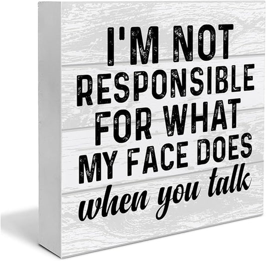 Funny Office Wooden Box Sign Home Decor Office Quote Wood Sign Desk Decoration Coworker Wood Block Plaque Box for Shelf 5 x 5 Inches