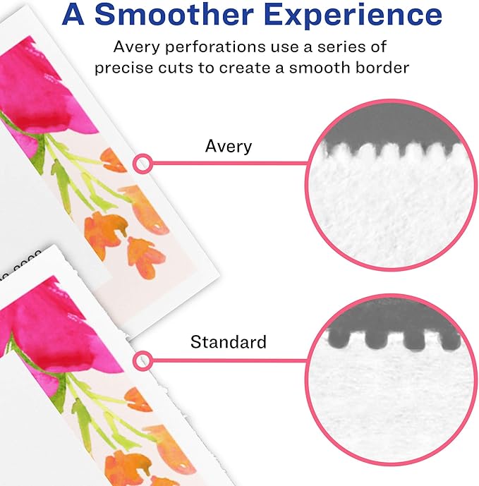 Avery Printable Note Cards with Envelopes, 4.25" x 5.5", Textured White, 50 Blank Note Cards for Inkjet Printers (03379)