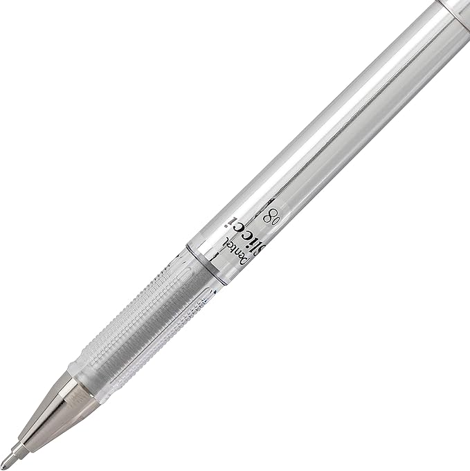 Pentel Arts Slicci Metallic 0.8 mm Needle Tip Gel Pen, Silver Ink, 1 Pack (BG208BPZ)