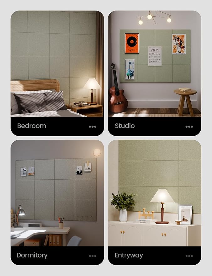 Large Felt Bulletin Board 48" x 36" Cork Board Alternative-12 Pack with 70 Safe Removable Adhesive Tabs, Cork Boards for Walls Cork Board for Home Office Classroom Pin Board - Sage