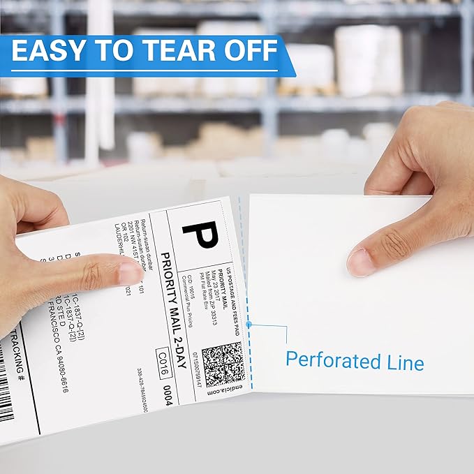 LotFancy 4x6 Thermal Labels, 440 Shipping Labels (2 Rolls) Compatible with DYMO LabelWriter 4XL 1744907, Perforated Postage Label for Rollo, Zebra Desktop Printers, Commercial Grade