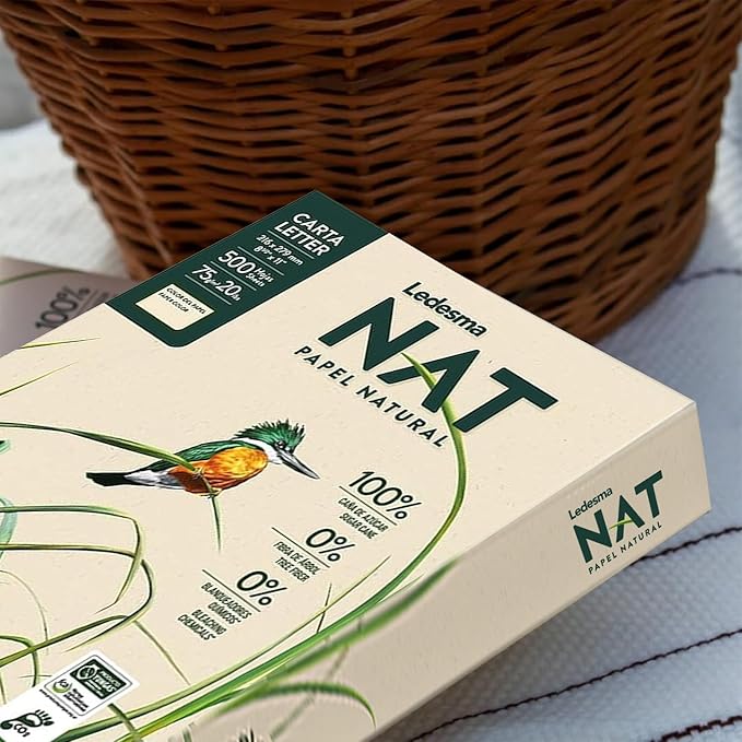 Letter Size 8.5"x11" Sugarcane Pulp Printer Paper - 75 GSM, Unbleached Paper Multipurpose Copy Printer Paper - for All Office & Photocopy Printers, Designs, Crafts (5 Ream)