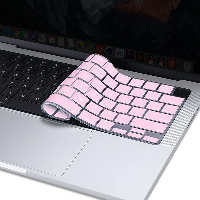 MOSISO Keyboard Cover Skin Compatible with MacBook Air 15 inch M3 A3114 M2 A2941/Air 13.6 A3113 A2681/Pro 14/16 M4 M3 M2 M1, Dusty Pink
