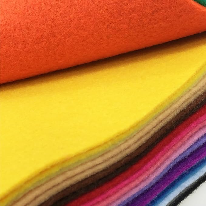 flic-flac 28pcs 8 x 8 inches (20cmx20cm) 1.4mm Thick Soft Felt Fabric Sheet Assorted Color Felt Pack DIY Craft Sewing Squares Nonwoven Patchwork