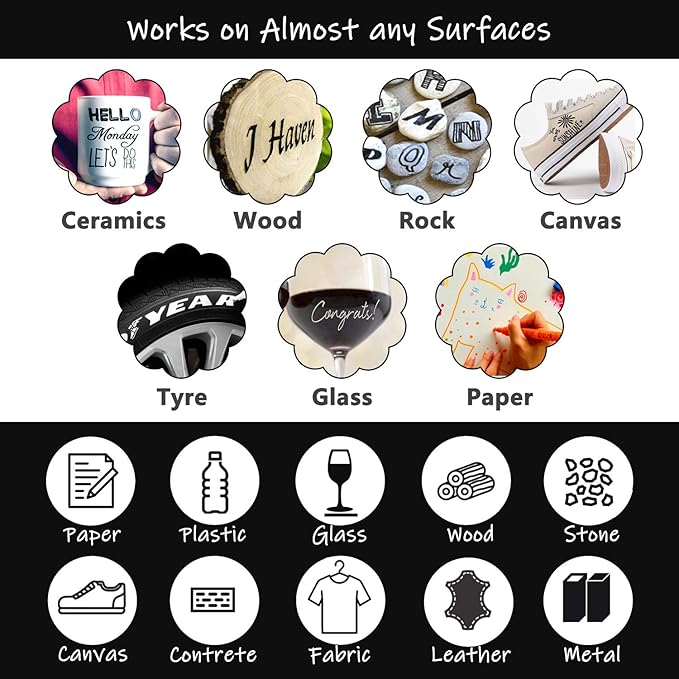 Orange Marker Paint Pens - 6 Pack Acrylic Orange Permanent Marker, 0.7mm Extra Fine Tip Paint Pen for Art Projects, Drawing, Rock Painting, Ceramic, Glass, Wood, Plastic, Metal, Canvas DIY Crafts