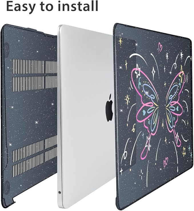 for MacBook Air 13 inch Case 2018 2019 2020 2021 2022 Release A2337 M1 A2179 A1932 Retina Display & Touch ID, Plastic Hard Shell Case +Keyboard Cover+Screen Protector+Webcam Cover, Butterfly
