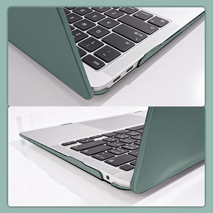 Compatible with MacBook Air 13 inch Case M1 Chip 2021-2018 Release A1932 A2179 A2337, Crystal Plastic Hard Shell Case Keyboard Cover Screen Film Dust Plug for Mac Air 13 2020, Midnight Green