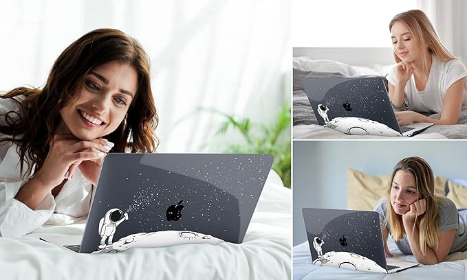 DONGKE Compatible with MacBook Air 13 inch Case 2021 2020 2019 2018 Release A2337 M1 A2179 A1932 with Retina Display & Touch ID, Plastic Hard Shell & Keyboard Cover - Astronaut
