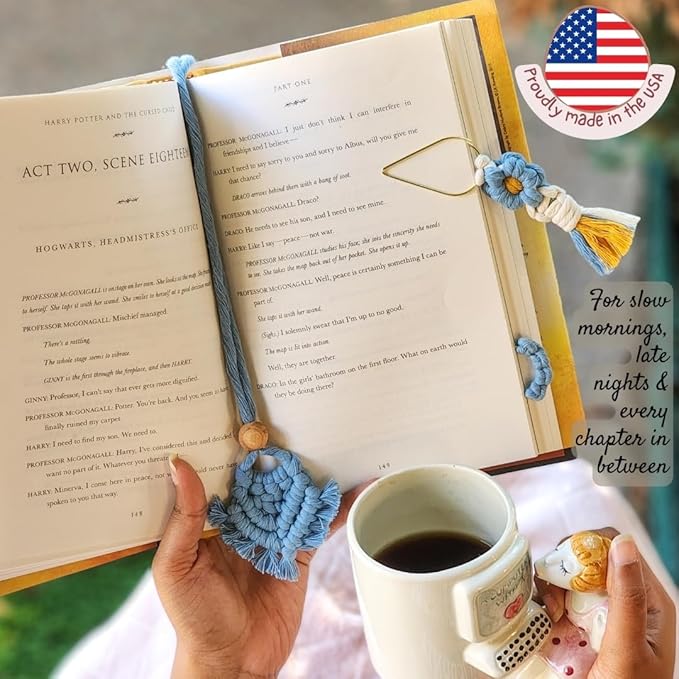 Set of 3 Whimsical Bookmark | Book tabs Classroom Must Haves Crochet Flower Bookmark Paper Clips Bullet Journal Tassels for Bookmarks Cute Things Teacher Must Haves