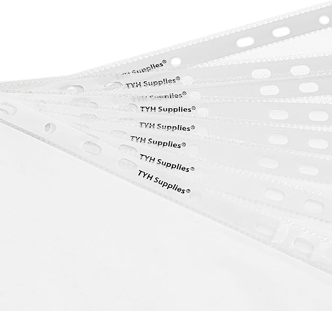 TYH Supplies 100 Pack Heavy Duty Clear Sheet Protectors for 3 Ring Binder | 8.5 x 11 Inch | Ultra Clear 11 Hole Plastic Page Protectors for Home, Office, and School | Top Loader Plastic Sleeves