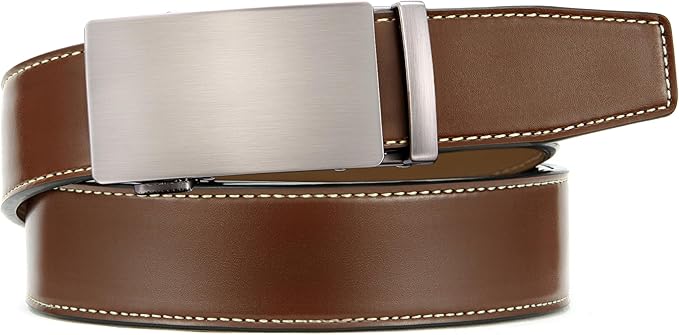 CHAOREN Mens Belt - Mens Ratchet Belt Leather 1 3/8" for Dress Pant - Micro Adjustable Belt Fit Everywhere
