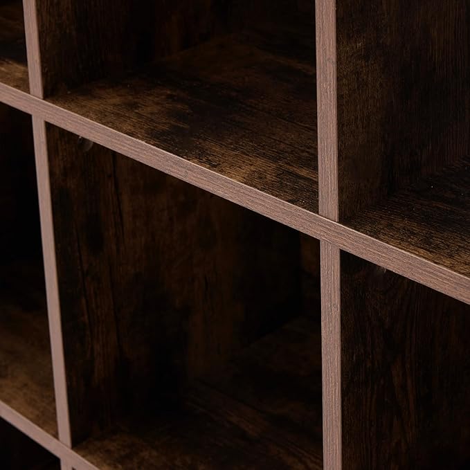 6 Cube Storage Organizer, 2 Tier Bookshelf for Living Room, Farmhouse Bookcase with Led, Kids Toy Storage Cabinet, Wall Cubby Shelves for Home Decor, Wood Display Cabinet for Bedroom, Brown