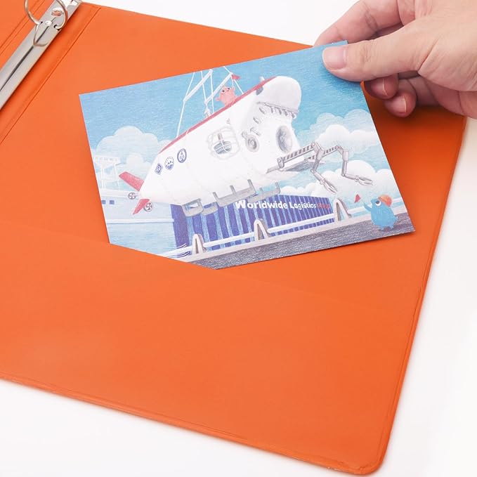 COMIX 3 Ring Binder 1 inch with Clear View Cover, 1" View Binder Holds 200 Sheets of US Letter Size Paper, 6 Pack (Orange)