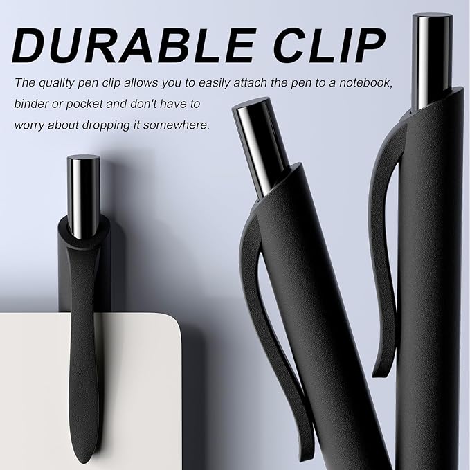 50 Pack Black Ink Pens - Bulk Pens, 1.0MM Medium Point Ballpoint Pens, Smooth Writing No Bleed Retractable Ball Point Pen (Black)